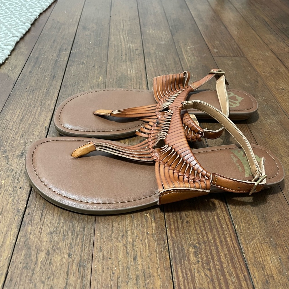 Fergalicious Brown Woven Leather Sandals